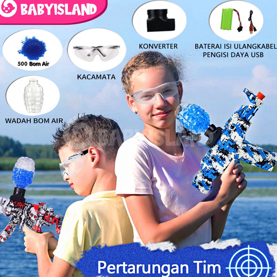 JI High Speed Pistol Mainan Anak AK Baterai 7.4V 600 mah  Anak Senjata Mainan Peluru Gel Tembakan Ai