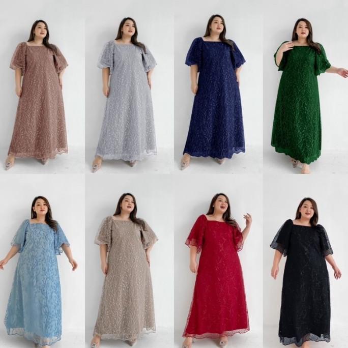 JUMBO LONG DRESS PESTA JOCELYN BROKAT MUTIARA PREMIUM FIT LD 110-130