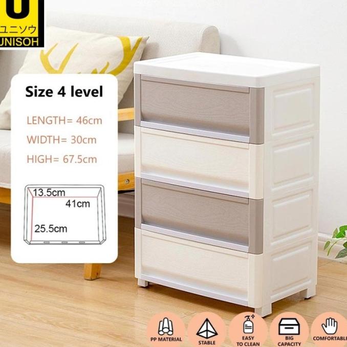 UNISOH LEMARI PLASTIK PAKAIAN PLASTIK LACI SUSUN DRAWER CABINET