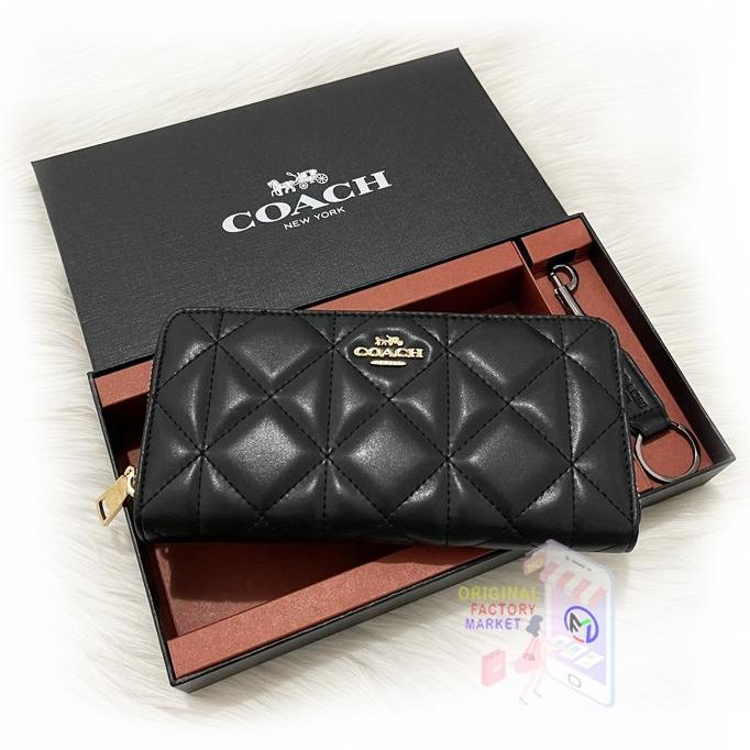 DOMPET C0ACH WALLET Accordion Zip in Quilted Leather ORIGINAL 53637