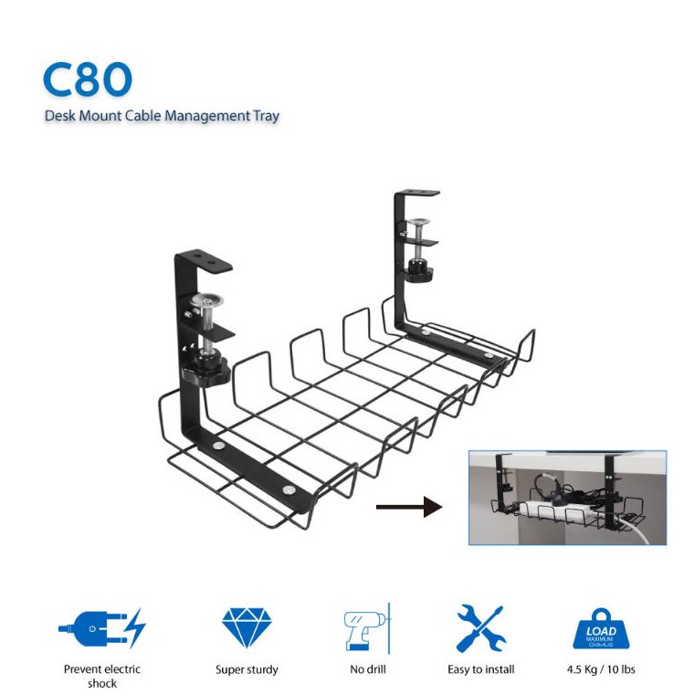 ♦Fkc Deskmout Cable Management Tray/Rak Meja multifungsi c80 d Produk Terkini ❤.