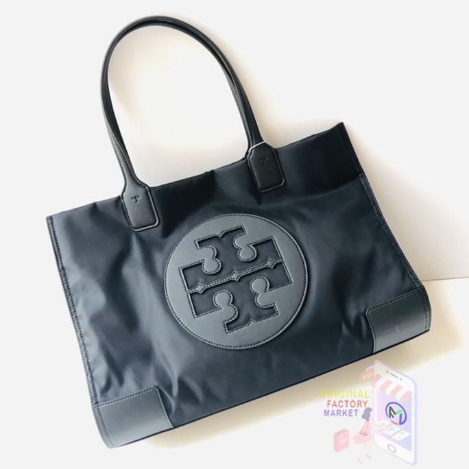 Tas TORY BURCH Nylon Tote Bag Ella Black Doff T Logo ORIGINAL TB 80479