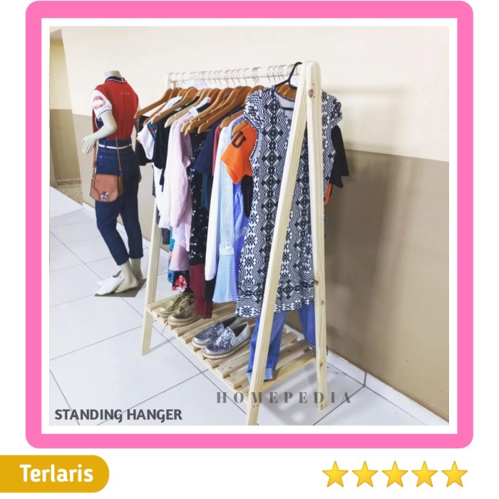 Terlaris Rak Baju Gantung Kayu Stand / Display Rak Hanger