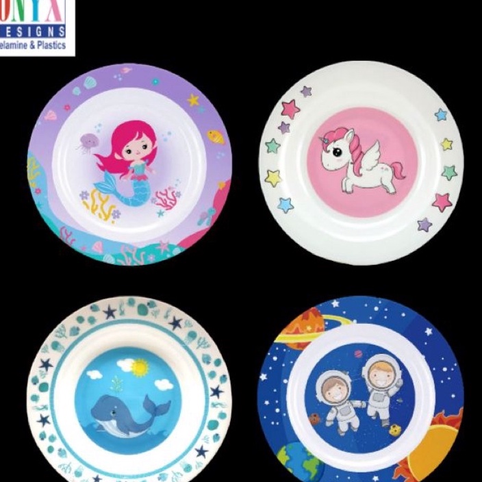 Terlaris Piring Makan 9 Inch Melamin Onyx Seiv Karakter Anak | Piring Anak Gambar Lucu | Piring Sup