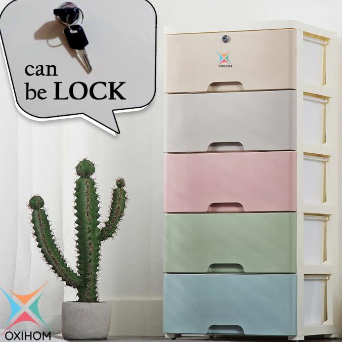 Oxihom Lemari Plastik Lemari Pakaian Laci Plastik Kabinet Storage