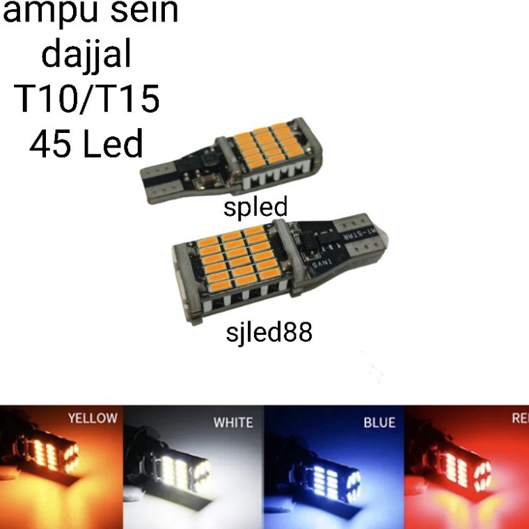 ➫ Lampu sein dajjal T10 T15 45 LED Canbus Super Terang ✫ ✭
