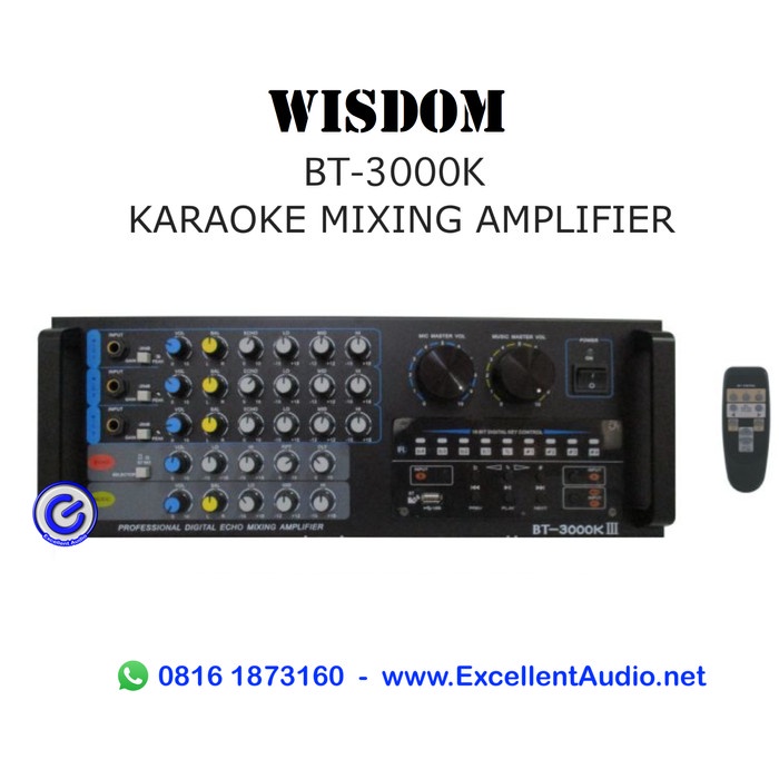 KARAOKE AMPLIFIER KEY CONTROL USB 3 MIC INPUT WISDOM BT3000 BT3000K