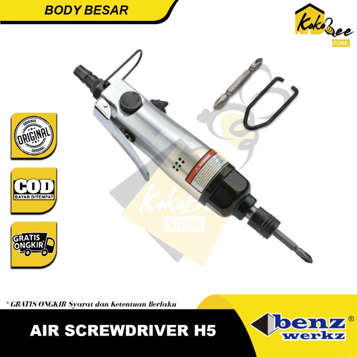 Air Impact Screwdriver Obeng Angin Air Screwdriver 1/4" Body Besar H5 Terlariss 