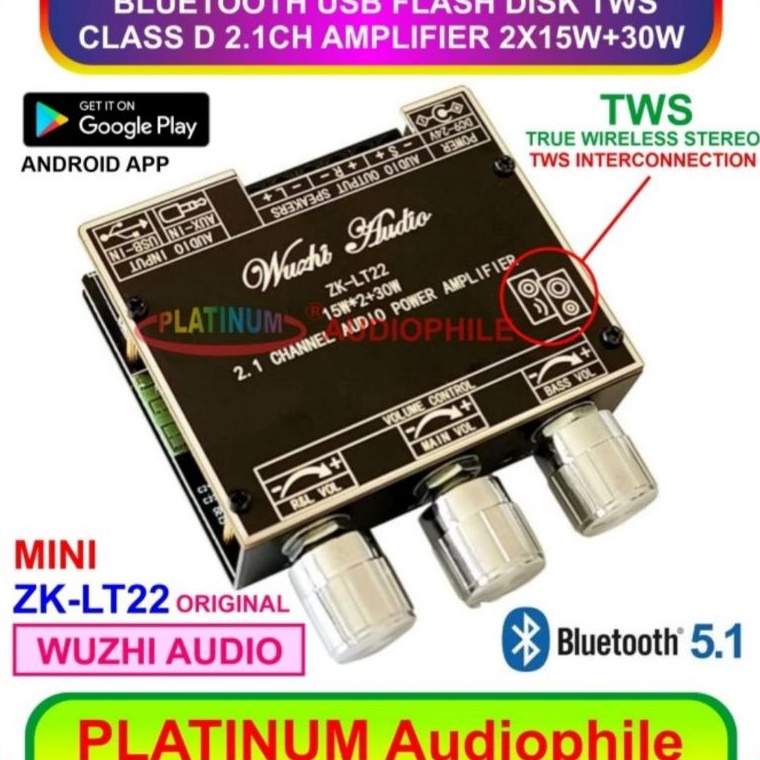 ｀ K Bluetooth 5.1 Amplifier Class D 2.1 CH Class D Amplifier ZK-LT22 Terupdateー
