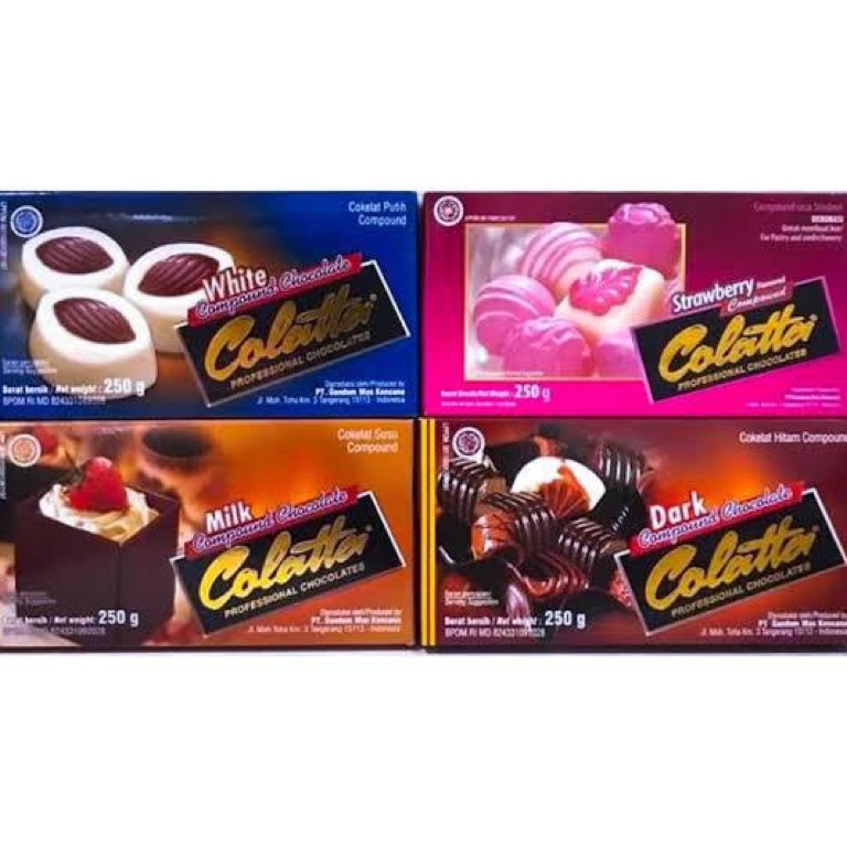 

SALEE!!!! Coklat Batangan Compound Collata Dark, White, Milk, Strawberry Chocolate 250gr 05E