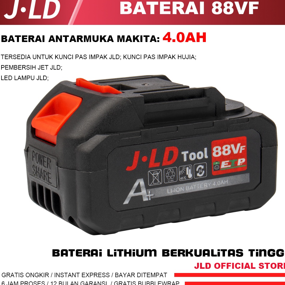 ➭ JLD bor baterai 88VF  - 4.0Ah BATERAI MESIN BOR BY JLD - BATERAI CORDLESS Kompatibel dengan produk JLD Baterai antarmuka Makita ❅ ★★★★★