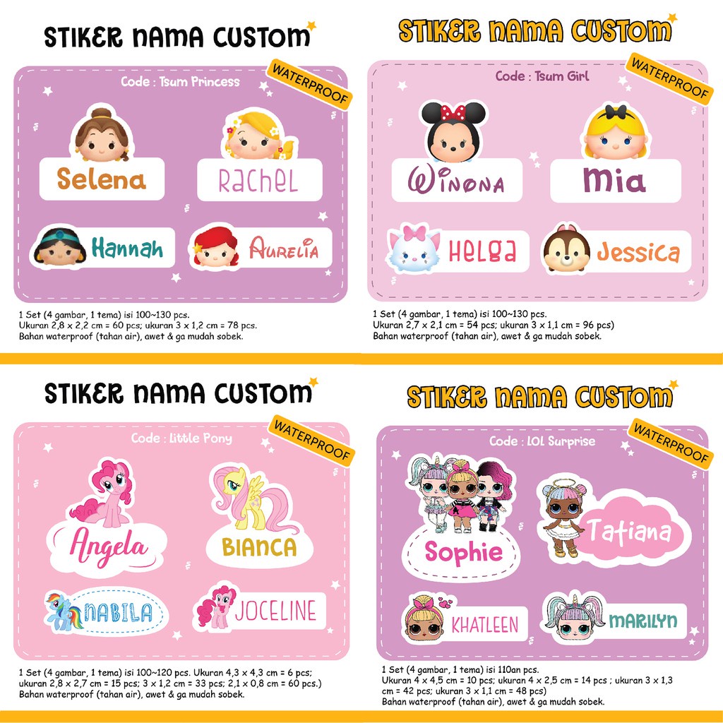 

G8G 90-130 PCS STIKER NAMA ANAK MURAH / LABEL NAMA ANAK CUSTOM LUCU MURAH C5Z