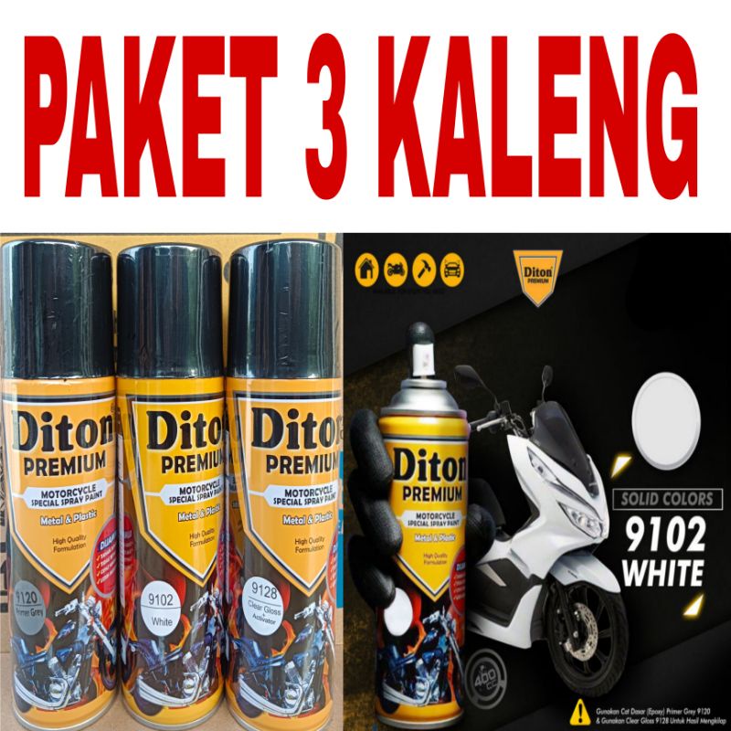 PAKET 3 KALENG cat semprot pylox pilok diton premium WHITE 9102 400cc putih 9102 putih susu putih gl