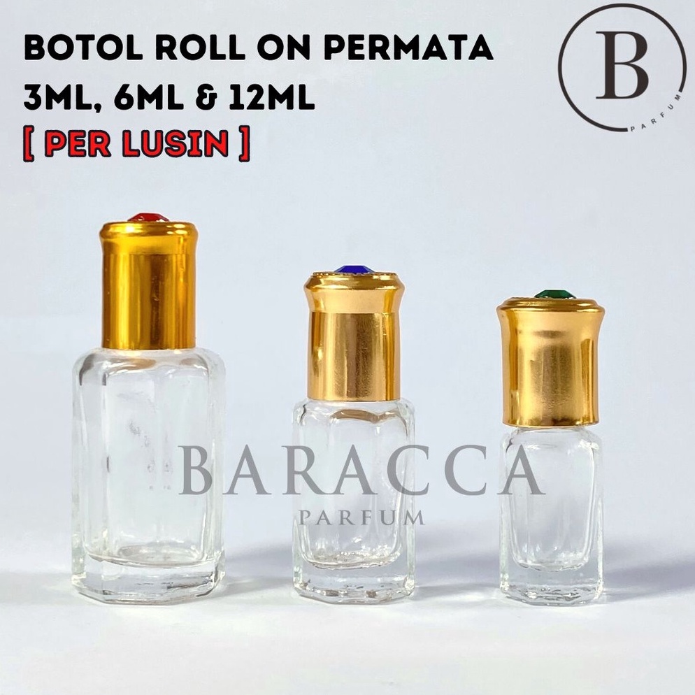[PROMOVIF5] Botol Roll On Motif Permata 12ML 6ML 3ML - Botol Parfum Roll On Permata - Botol Permata 