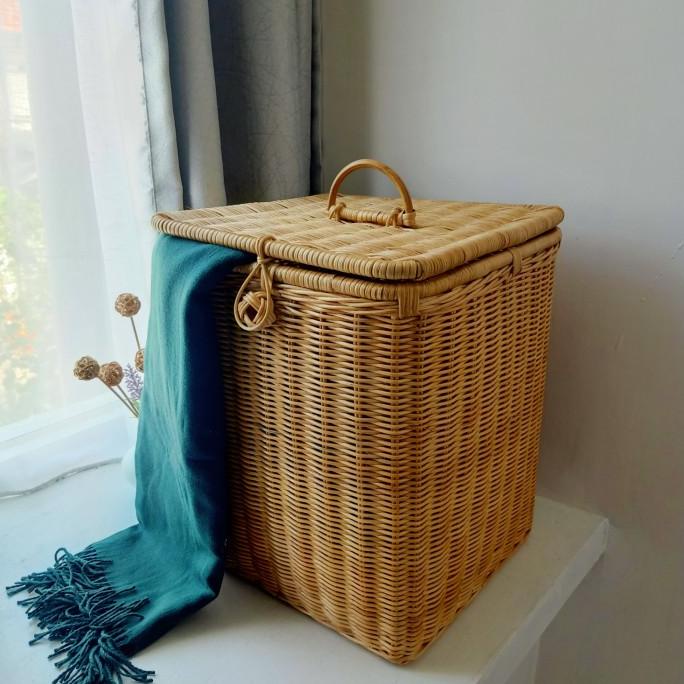 keranjang rotan laundry persegi besar