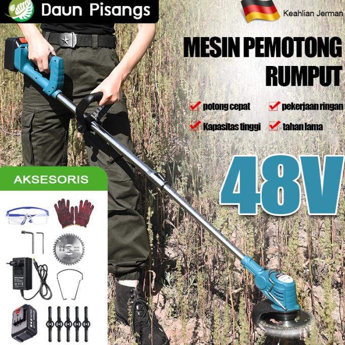 Mesin potong rumput 12~48V Pemotong Rumput Eletrik Portable Multifungs