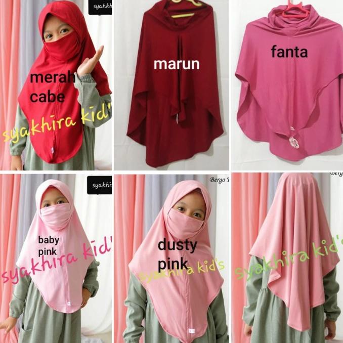 New Sale Hijab Jilbab Bergo Masker Anak Sd Tk Polos Original Syakhira Kids Stok Terbatas