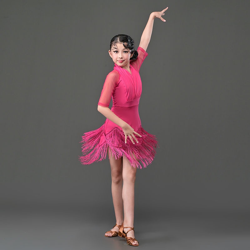 Latin Dance Professional Racing Suit Latin Dance Skirt Clothing Girls' Children's Latin Competition 