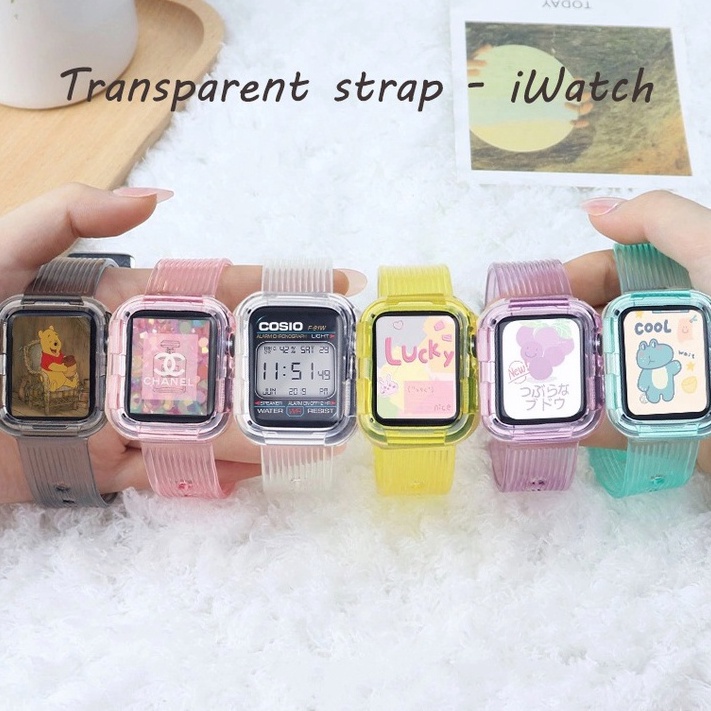 ☈EWj Tali✅Transparent Strap Watch Transparent Strap For Apple Watch T55 T500 HW12 HW16 HW22 Series 7