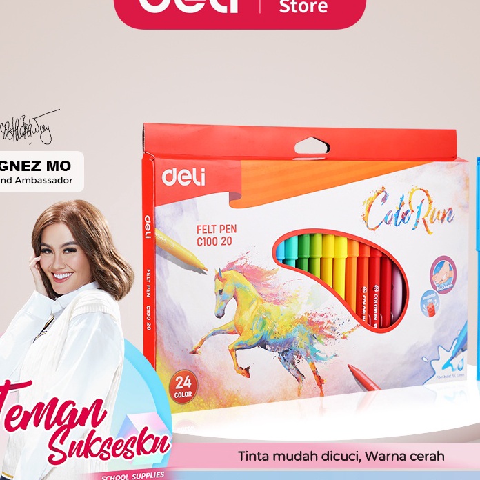 

☬ CD 2868 Deli Spidol 12/18/24 Warna Tidak beracun Warna Cerah EC10020 ✔✔SALE✔✔ ♧