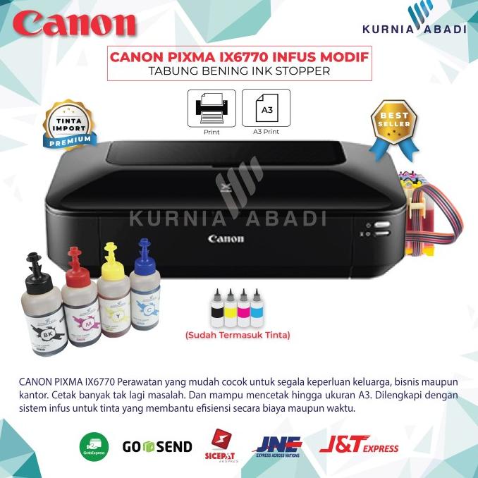Printer Canon Pixma Ix6770 Print Only A3 Infus Tabung Bening Iswararanti