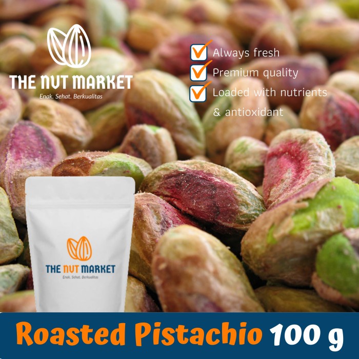 

Pistachio Kupas, Roasted 100 Gram, Tanpa Kulit