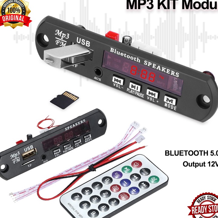 Produk ORIGINAL MP3 KIT Modul 12V / 5V Bluetooth 5.0 FM Radio USB Player Bluetooth Speaker Remote Control Pemutar Lagu MP3 BT Modul Kit Tanpa Amplifier