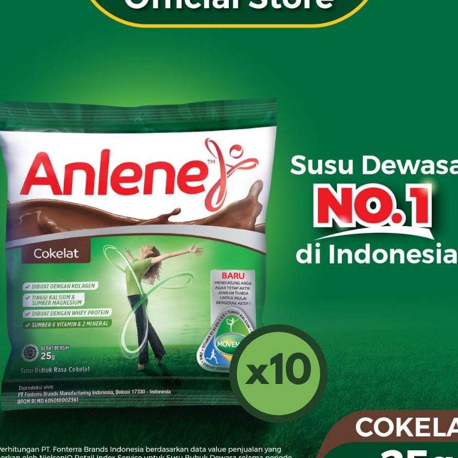 

う XX 10526 Anlene Susu Bubuk Dewasa Cokelat 10 x 25g Sachet - Nutrisi Tinggi Kalsium Untuk Tulang, Sendi, dan Otot ❤[PROMO ⚡ALE!!!]❤ ❂