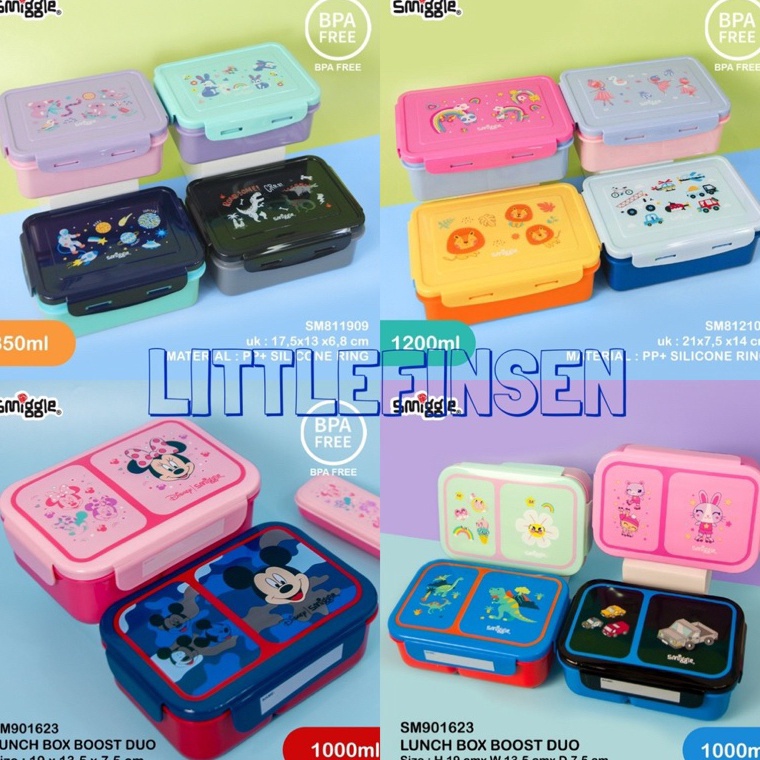 ql Tempat makan SMIGGLE Teeny Tiny square lunchbox sekat 2 locked animals BPA FREE/kotak makan anak 