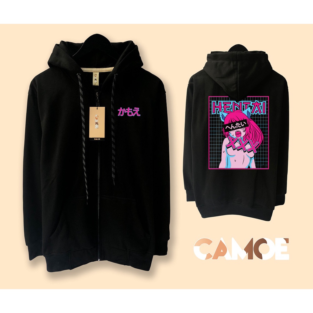 Jaket Hoodie Zipper CAMOE Anime Hentai 3D Neon