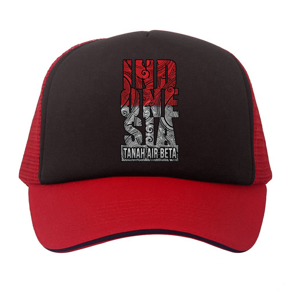 Topi Trucker Premium CAMOE Indonesia Tanah Air Beta Merah putih