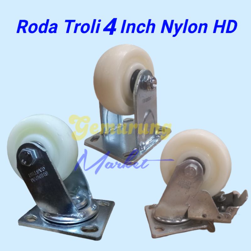 Roda Trolly 4 Inch NYLON TEFLON HEAVY DUTY CASTER