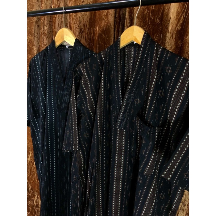 New Baju Muslim Jubah Gamis Sultan Pria Motif Lengan Pendek Model Maroko - Motif Coklat,62