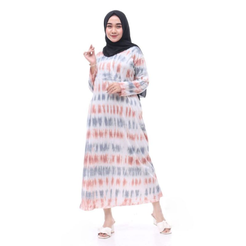 Longdress kain kaos resleting depan