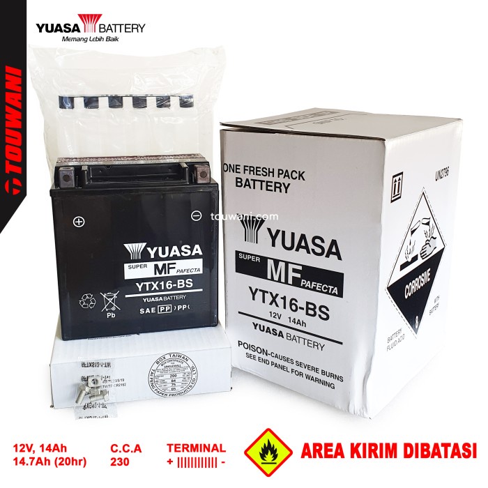 Aki Baterai Harley Davidson Sportster Xl Xlh Yuasa Ytx16-Bs