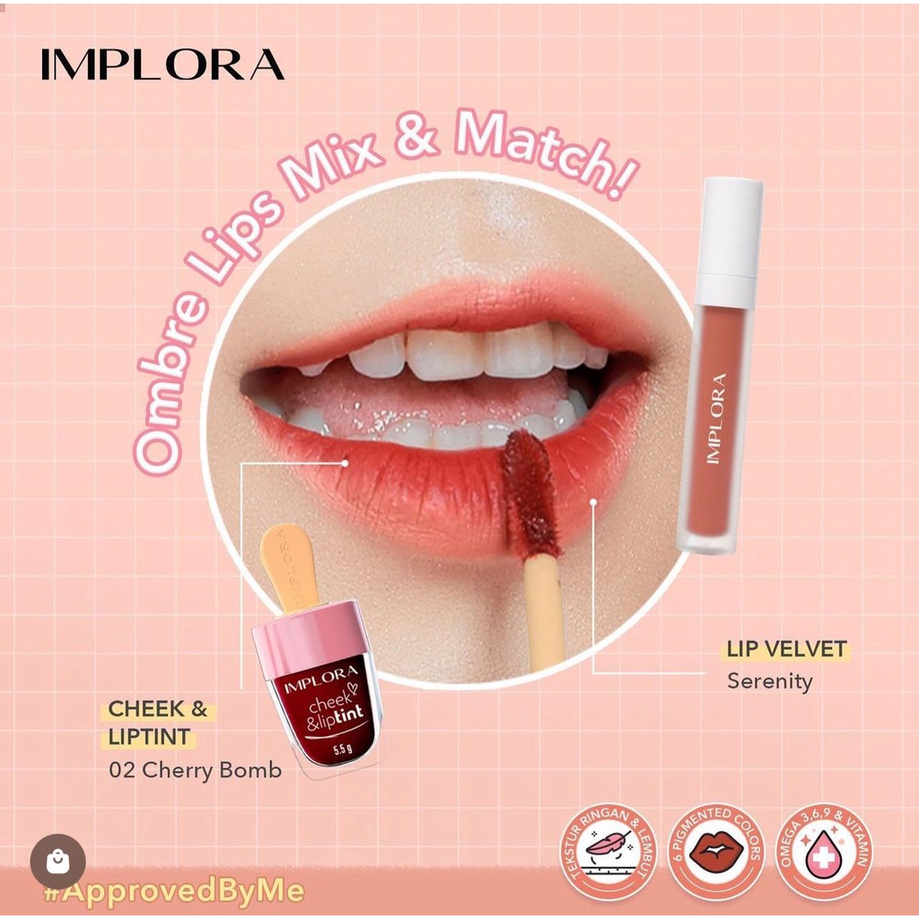 PAKET OMBRE IMPLORA LIPTIN VAMPIR BLOOD + LIP CREAM DUSKY NUDE/ Isi 2 - viral Ombre lipcream lipvelv