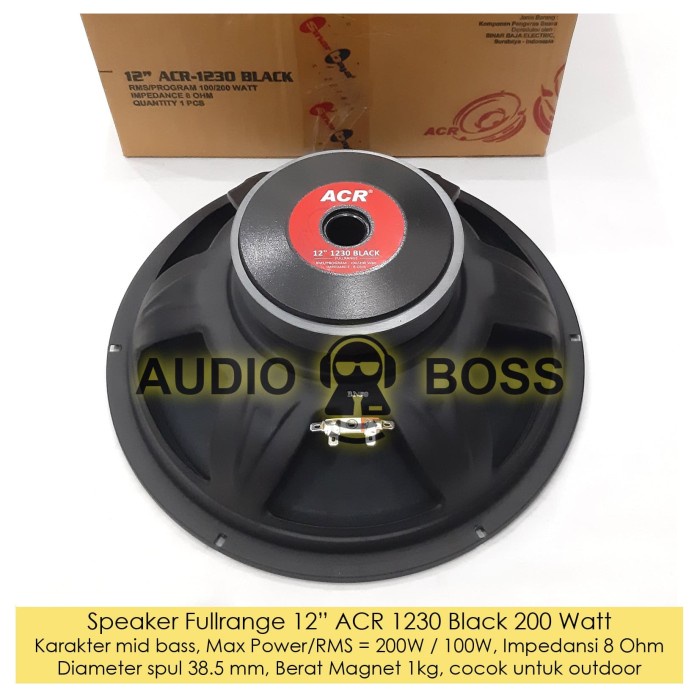 Terlaris Speaker 12 Inch 12" Full Range Acr 1230 Black - Speaker Acr 1230 Black