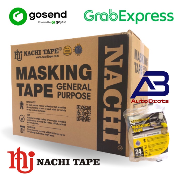 

1 Dus/96Roll Nachi Masking Tape Isolasi Kertas 1 Inch (24mm) x 20Yard