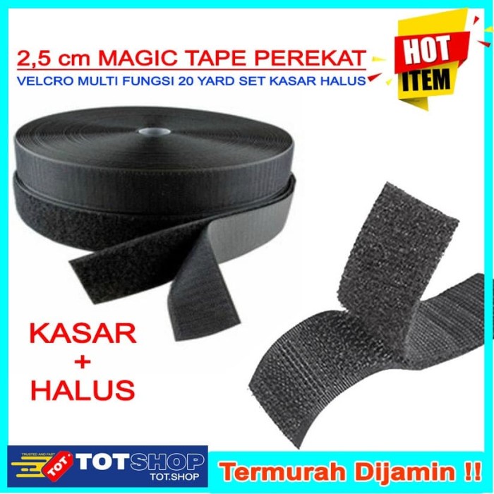 

VELCRO PEREKAT MAGIC TAPE 2,5 cm KASAR HALUS PANJANG 20 yard