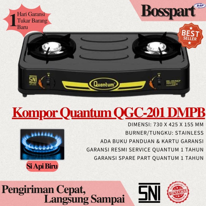 Quantum Kompor Gas 2 Tungku Qgc-201 Dmpb