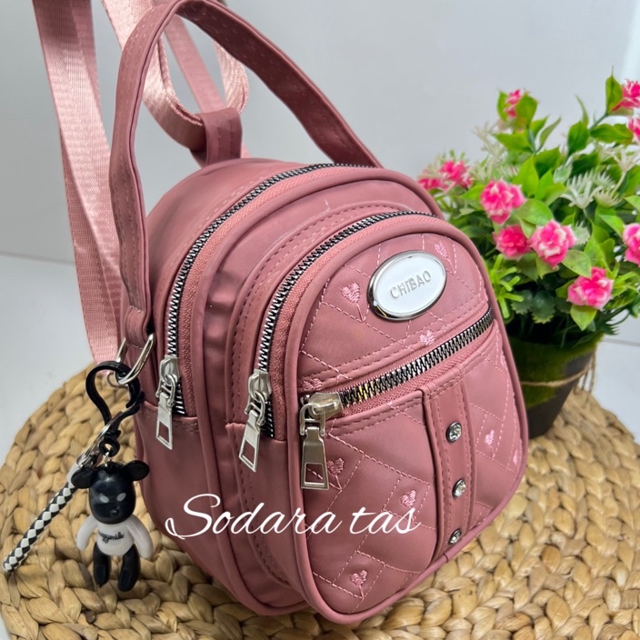 MALL TAS RANSEL CHIBAO MULTIFUNGSI PERMATA FREE GANTUNGAN IMPORT SIZE 22X18CM 
