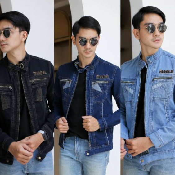 ♟ MCMXCIX 97105 Jaket Pria Jeans Denim Kerah The Riddick Terlaku... ♡