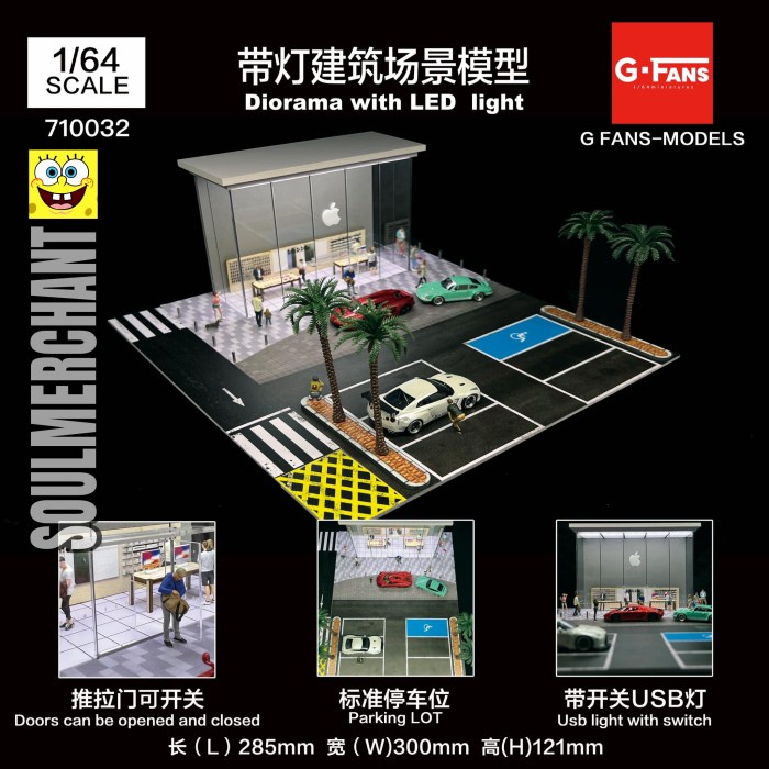 MUST HAVE G-FANS MODEL 1/64 PREMIUM DIORAMA HOTWHEELS MINI GT APPLE STORE W LED TERLARIS
