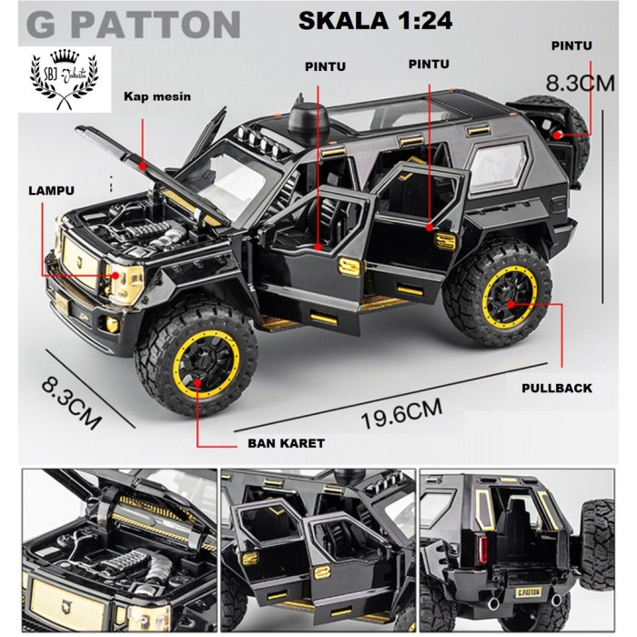MUST HAVE DIECAST MINIATUR MOBIL G PATTON SUV JEEP SKALA 1:24 UKURAN BESAR TERBARU