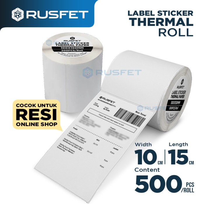 

Terlaris Label Thermal Paper A6 500Pcs Kertas Stiker Resi Barcode 100X150Mm