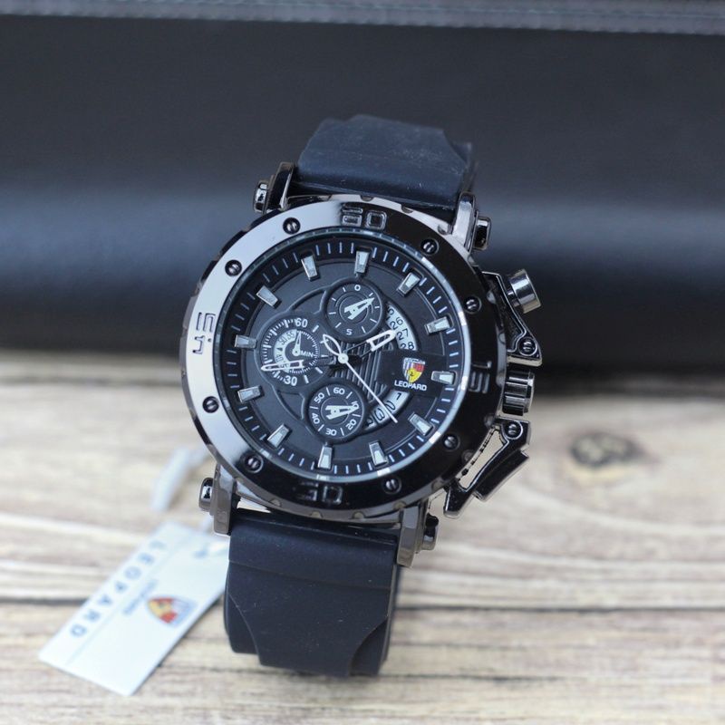 jam tangan pria leopard 8031 tali rubber