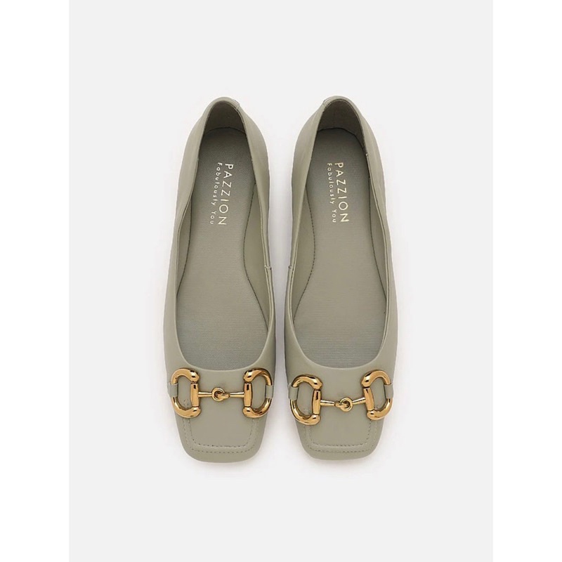 PAZZION vintage horsebit square toe flats