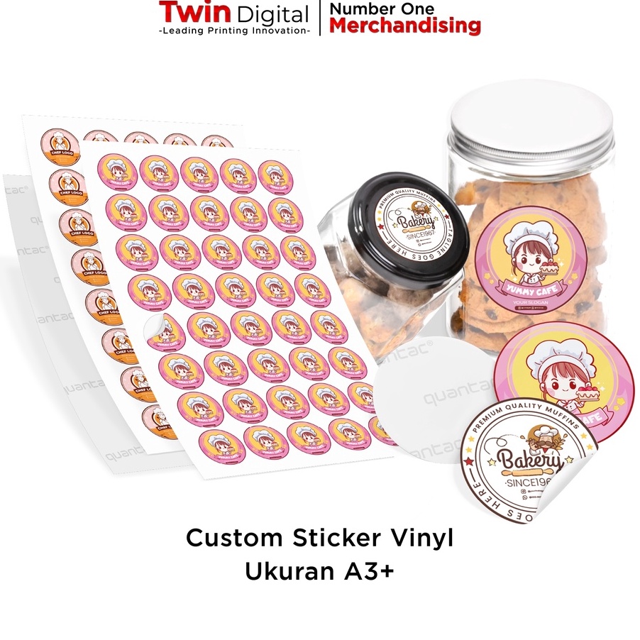 

SVFT1328 READY STOK Twindigital Custom Sticker Label Vinyl A3+ Kemasan Produk Olshop Makanan Minuman Waterproof - Stiker Label Vinyl Anti Air