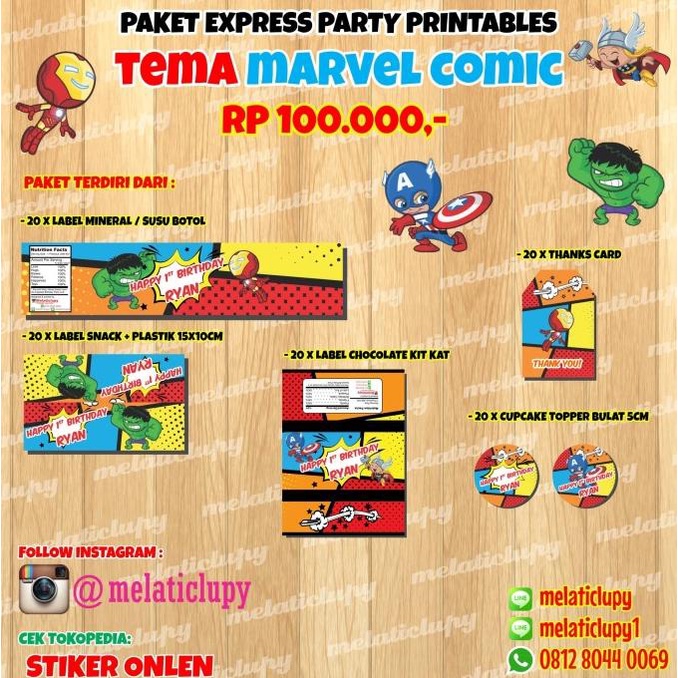 

6.6 Paket Hemat Express Label Ulang Tahun Tema Avenger Comic