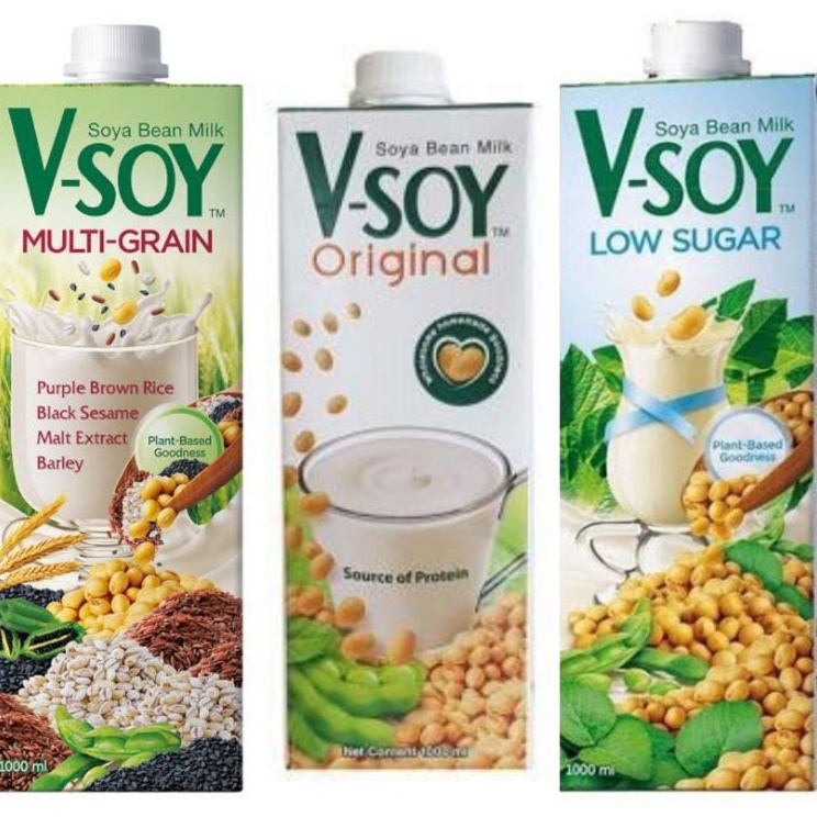 

➛➙❅⋆ Vsoy Susu Kedelai Original / Multi Grain | V-soy Soya Milk 1 Liter UHT Ready